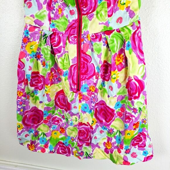 Anthropologie Tulle Women's Bright Barbiecore Floral Colorful Summer Mini Dress - Picture 5 of 10